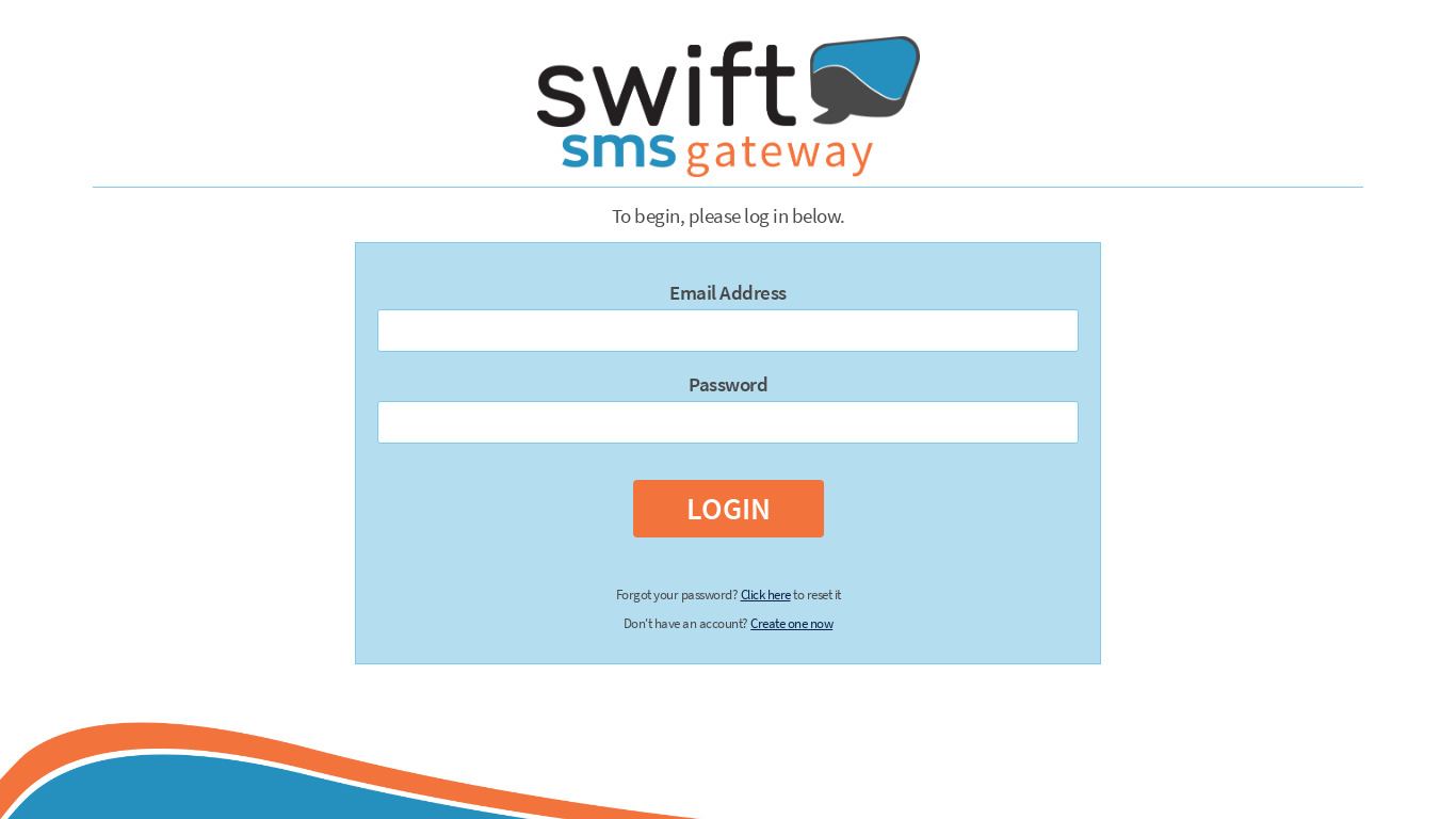 Swift SMS Gateway Landing page