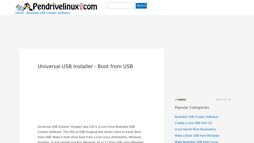 Universal USB Installer Landing Page