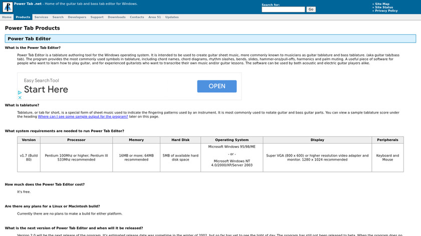 Power Tab Editor Landing Page