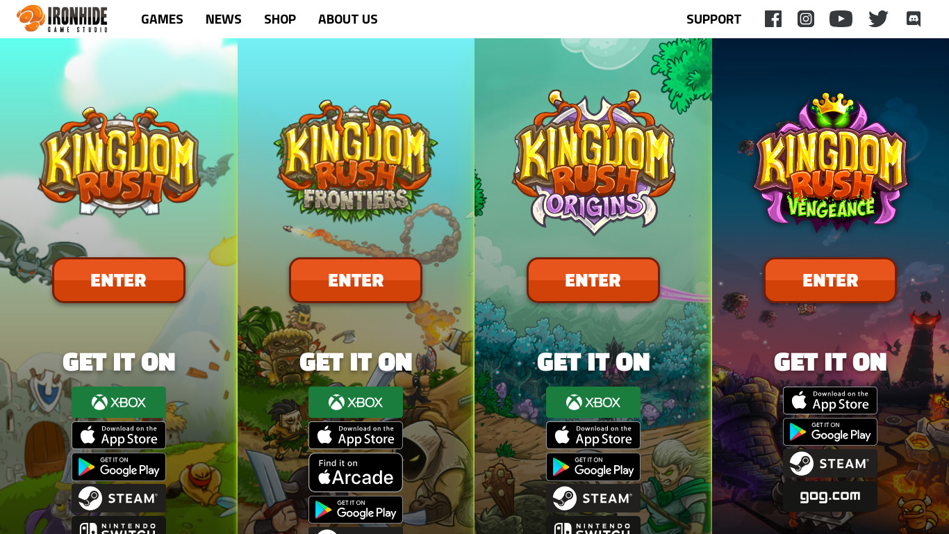 Kingdom Rush Landing page