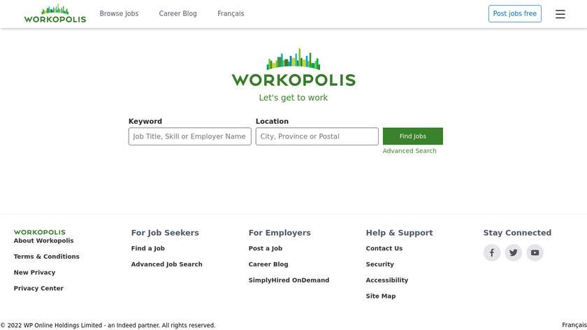 Workopolis Landing Page