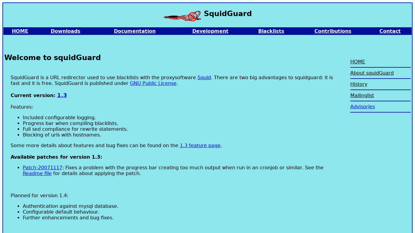 squidGuard Landing page