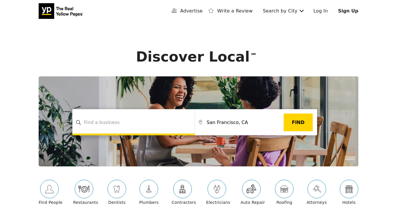 Yellow Pages Landing page
