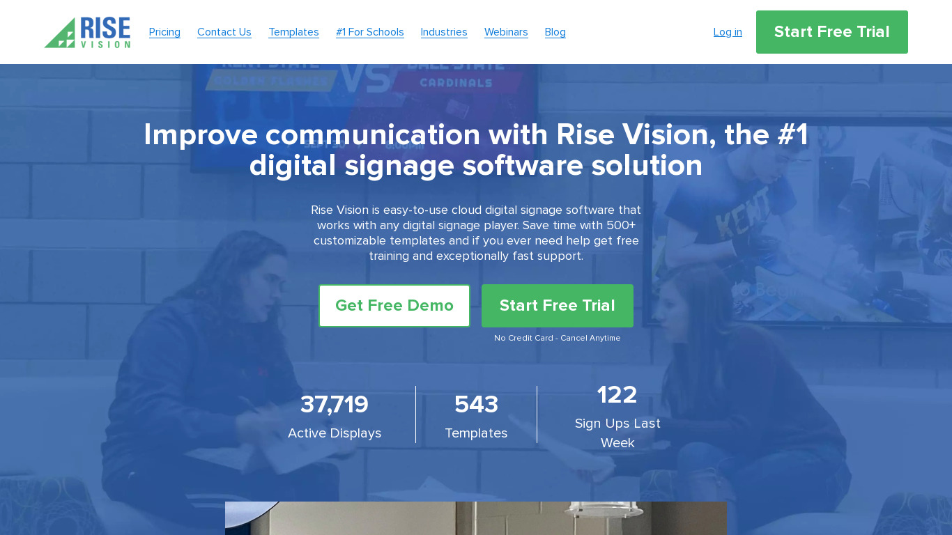 Rise Vision Landing page