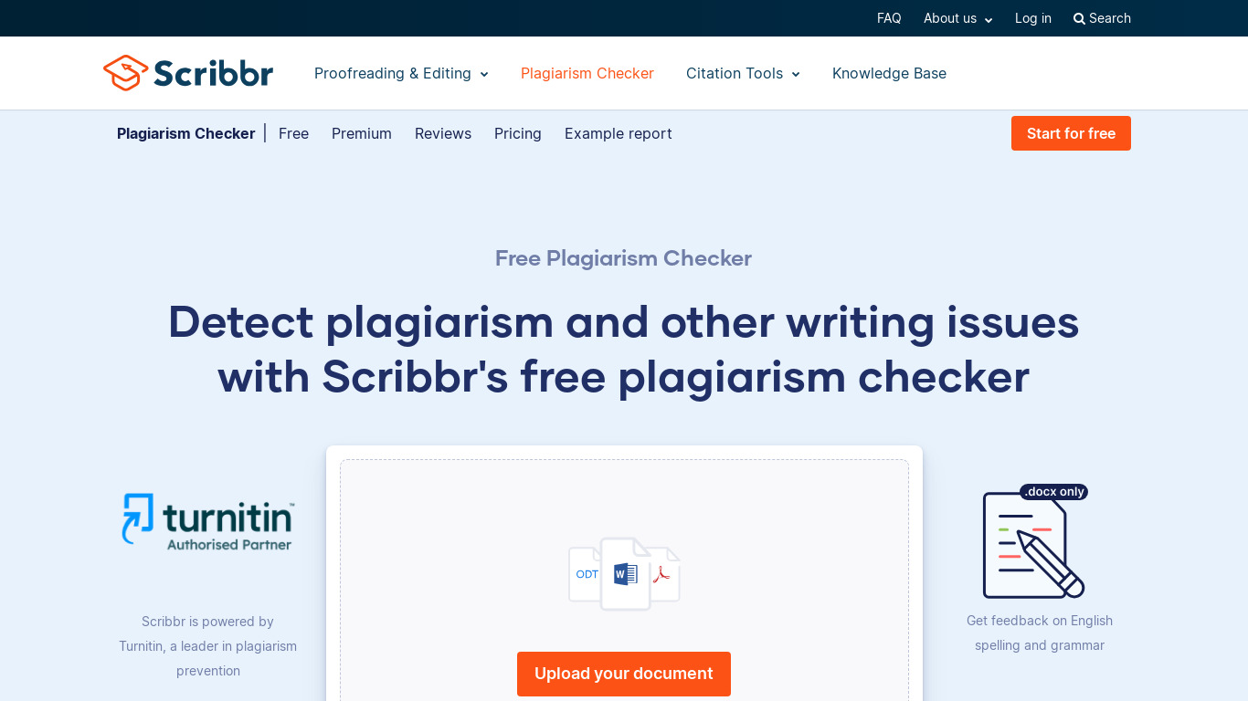 SCRiBBR Plagiarism Check Landing page