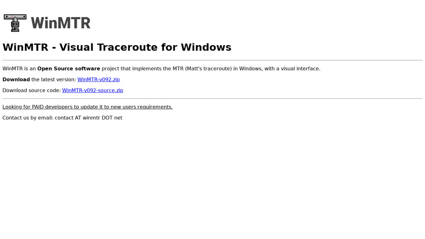 WinMTR Landing Page