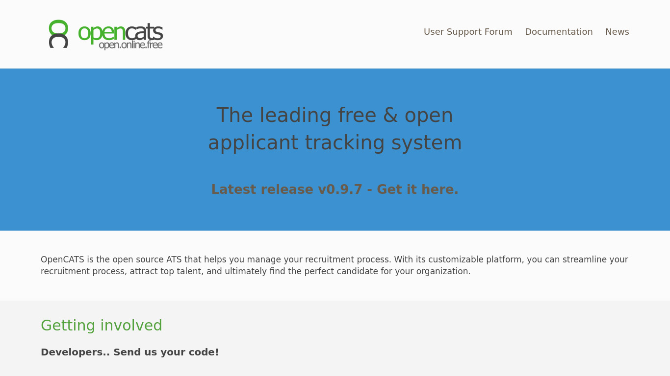 OpenCATS Landing page