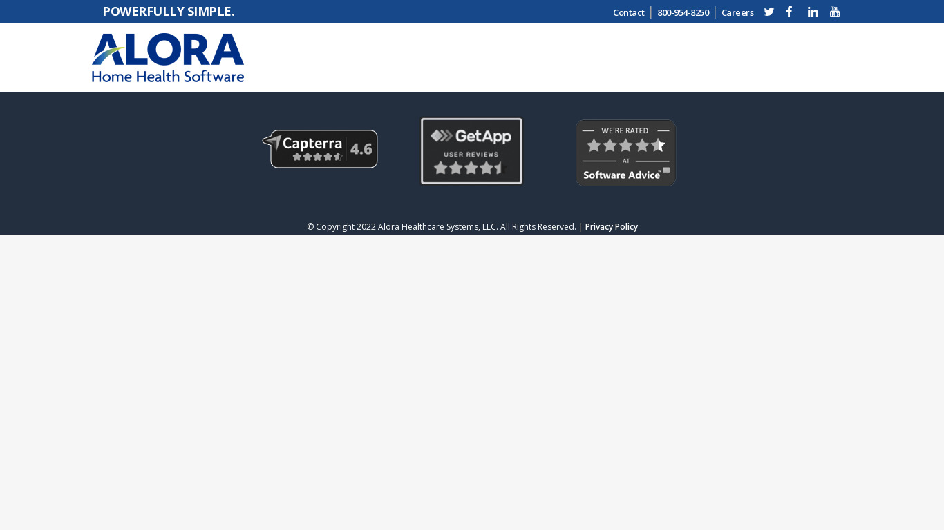Alora Homecare Software Landing page