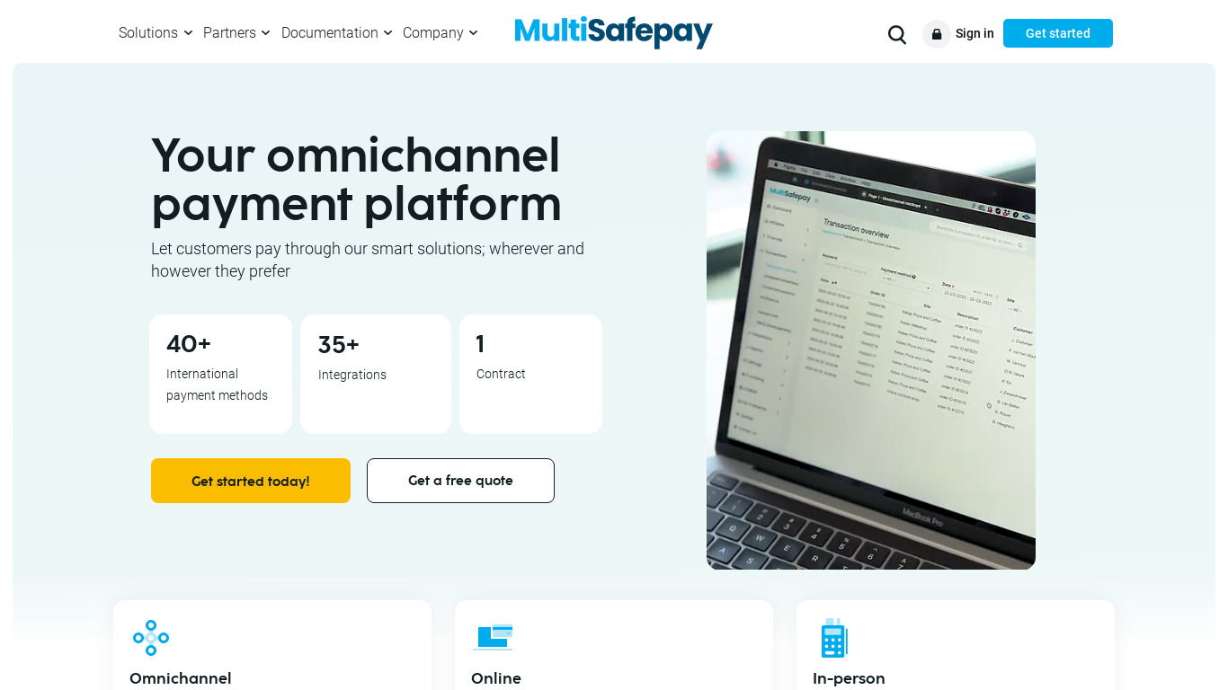 MultiSafepay Landing page