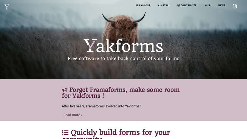 Yakforms Landing Page