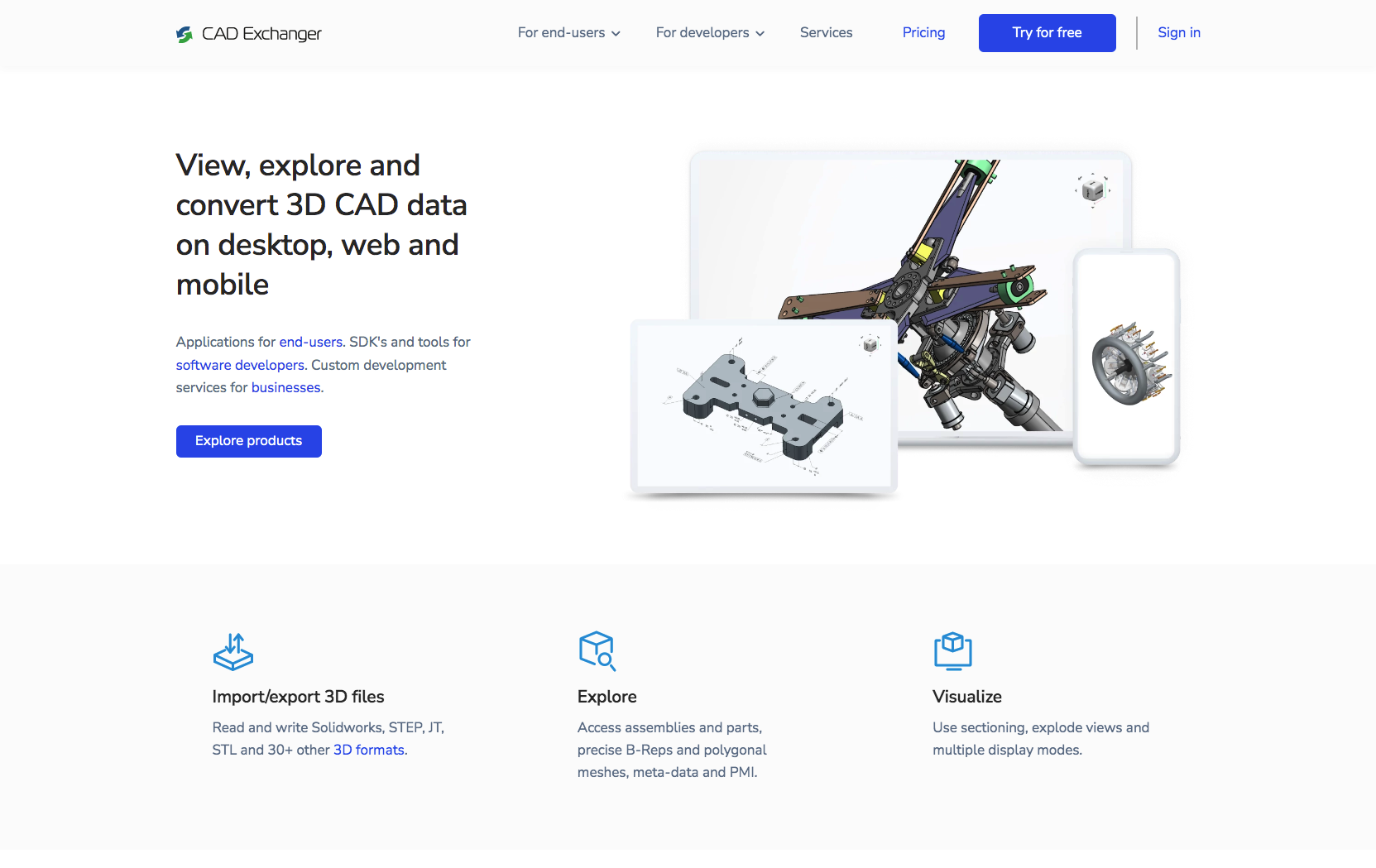 CAD Exchanger Landing page
