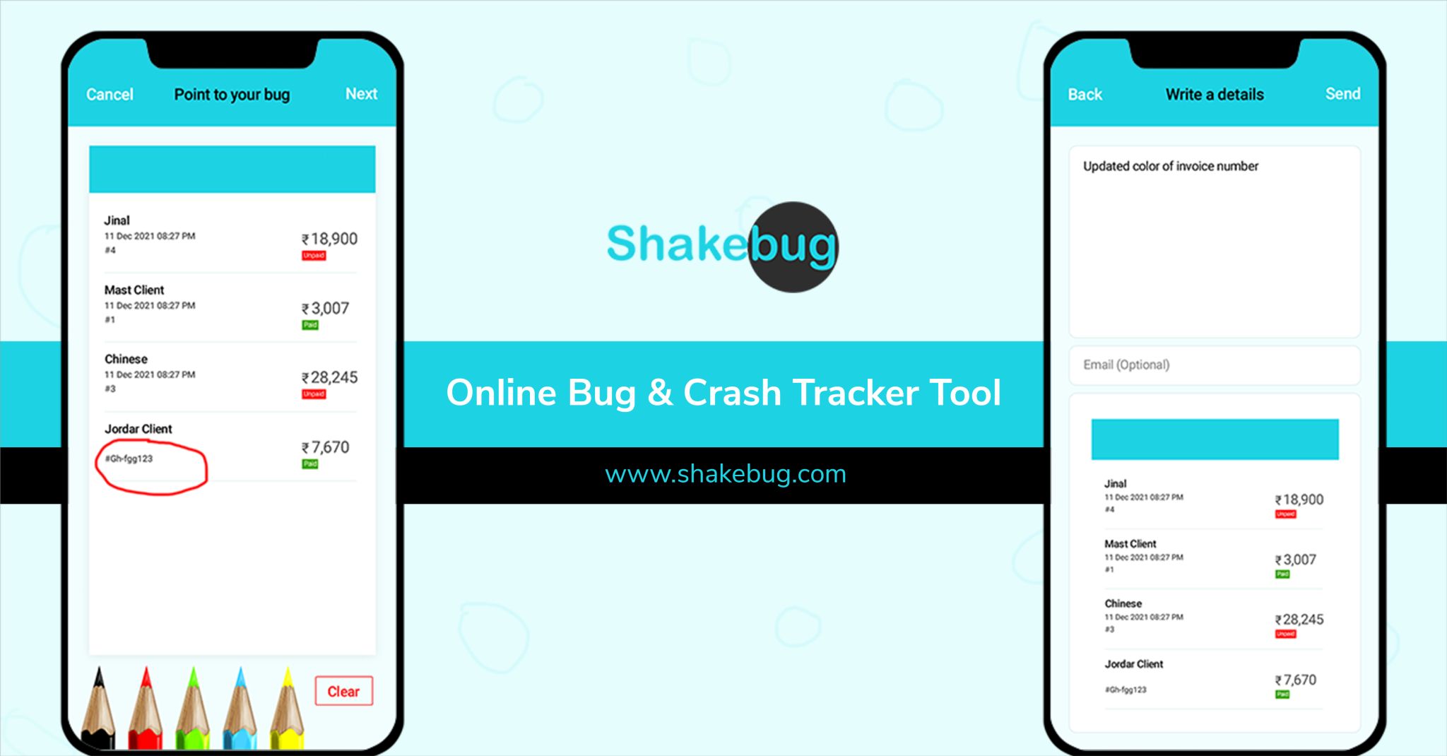 Shakebug Landing page