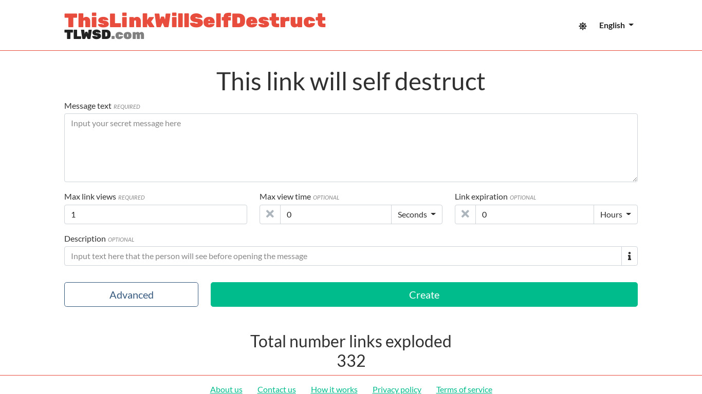 This Link Will Self-Destruct Landing page