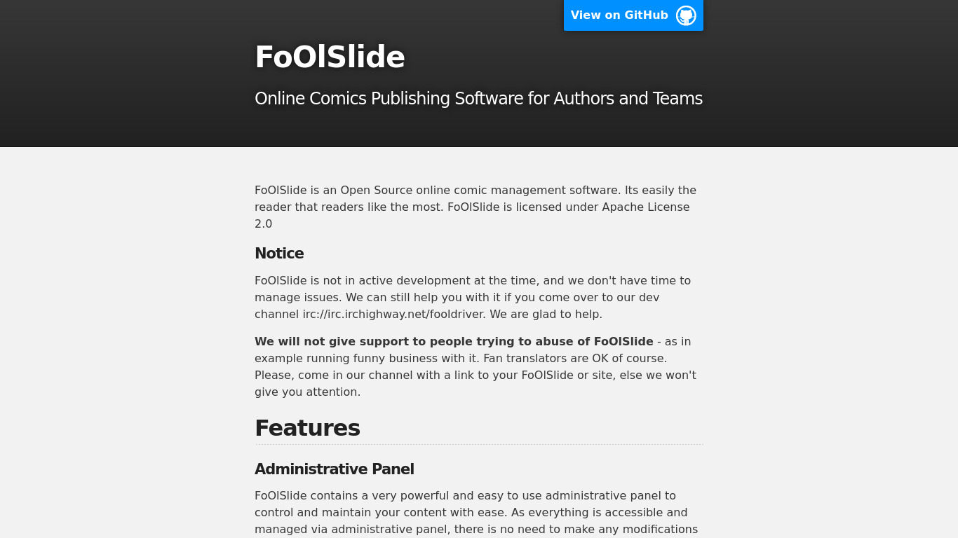 FoOlSlide Landing page