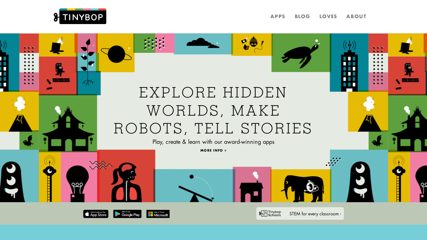 Simple Machines by Tinybop Landing page