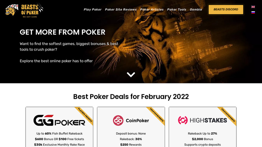 Beasts of Poker Landing Page