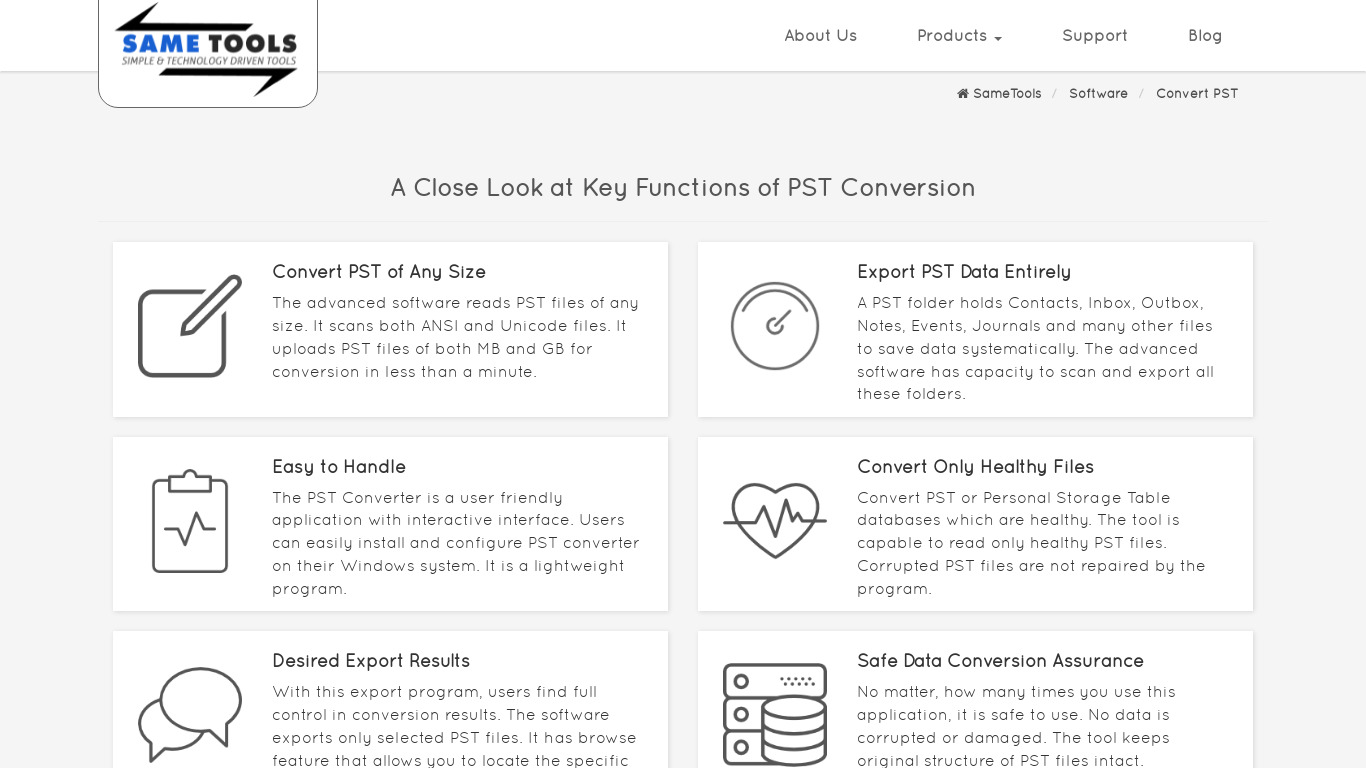 Same Tools PST Convert Landing page
