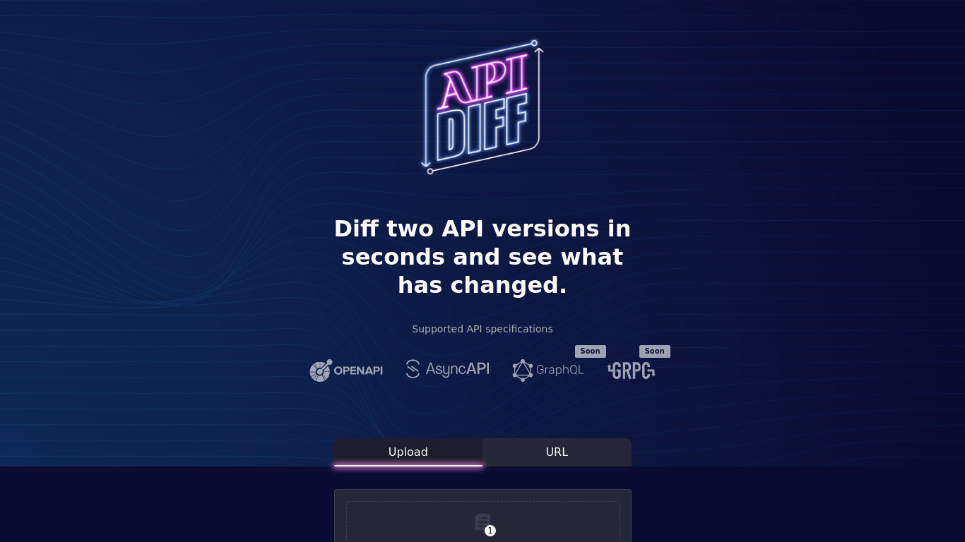 API-Diff.io Landing page