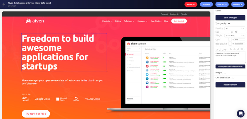 Markettailor.io Landing Page