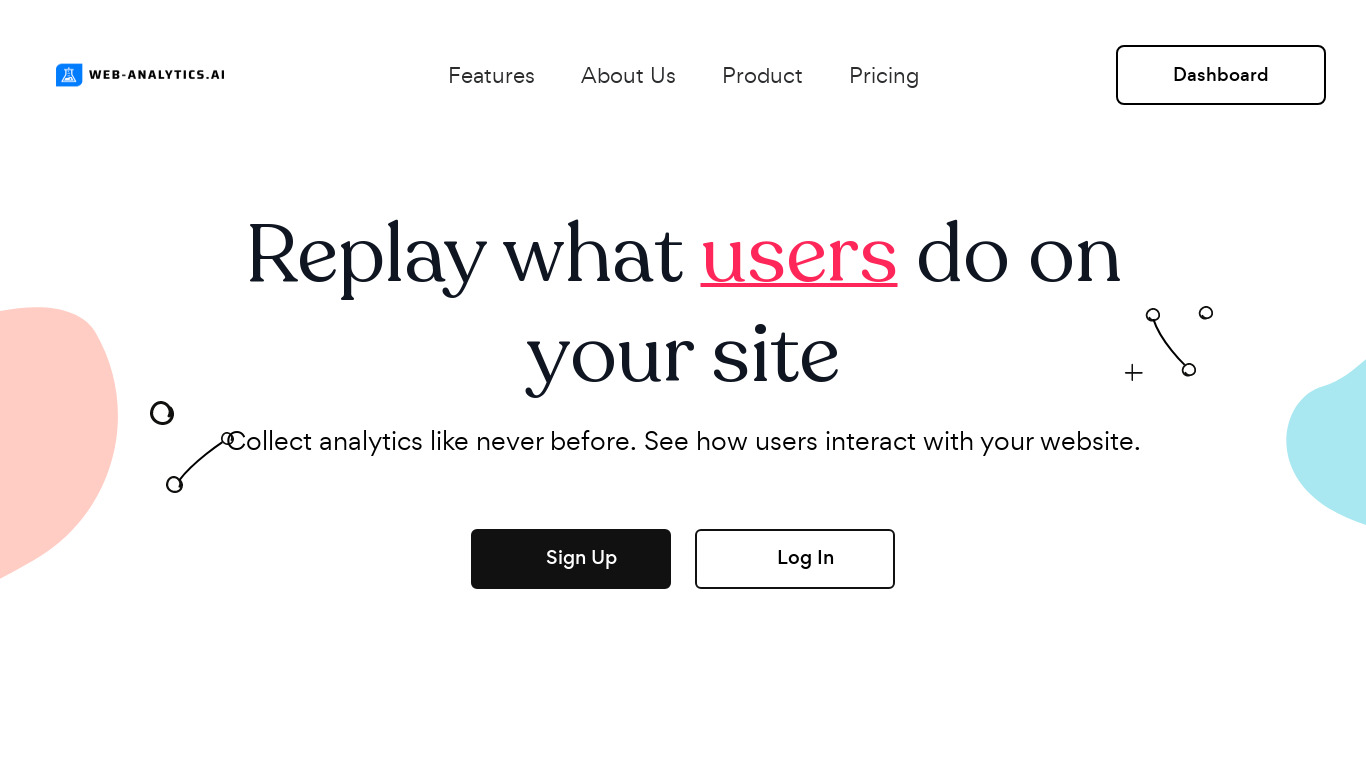 Web-Analytics.ai Landing page