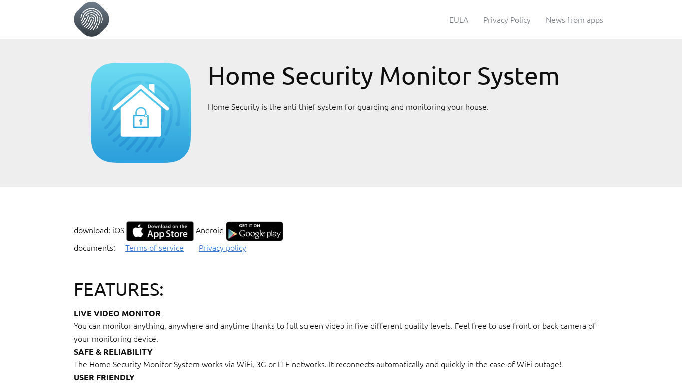 Home Security Landing page
