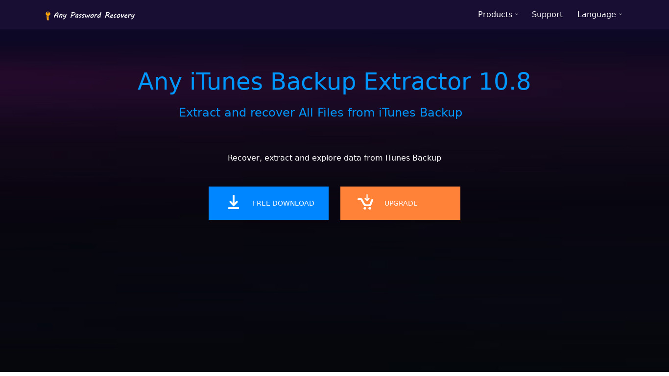 Any iTunes Backup Extractor Landing page