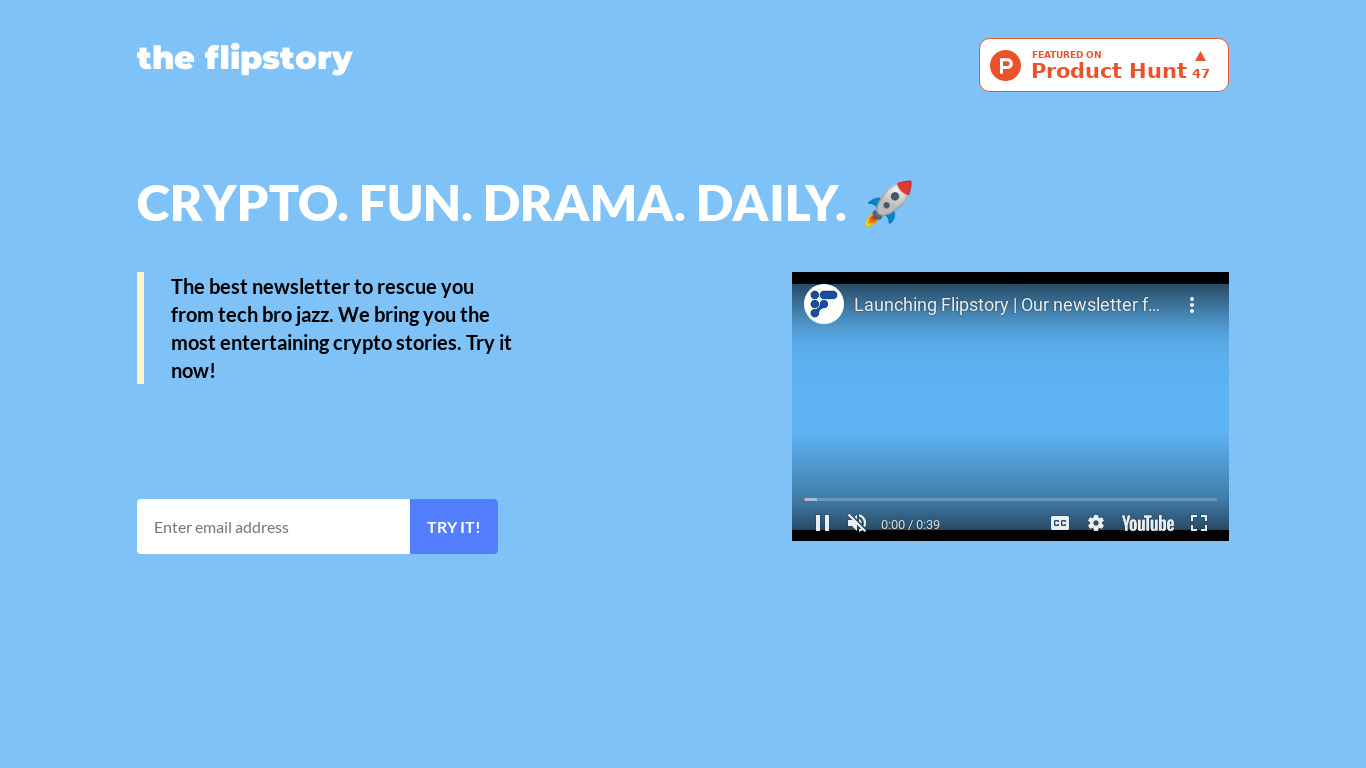 the flipstory Landing page