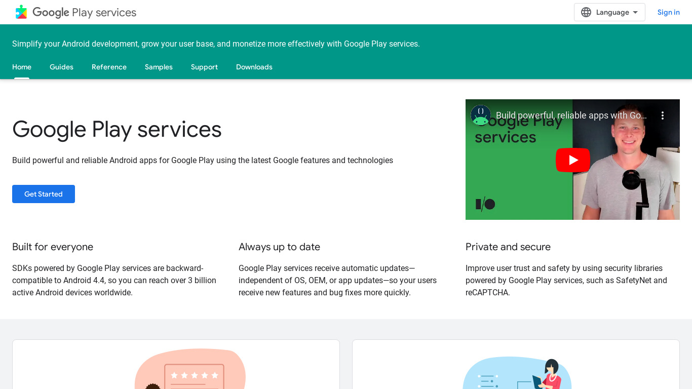 Google Play Services Landing page