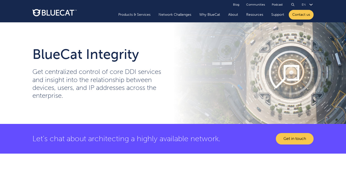 BlueCat DNS Integrity Landing page