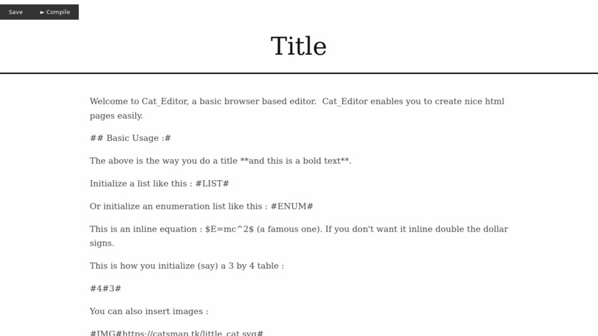 Cat_Editor Landing Page