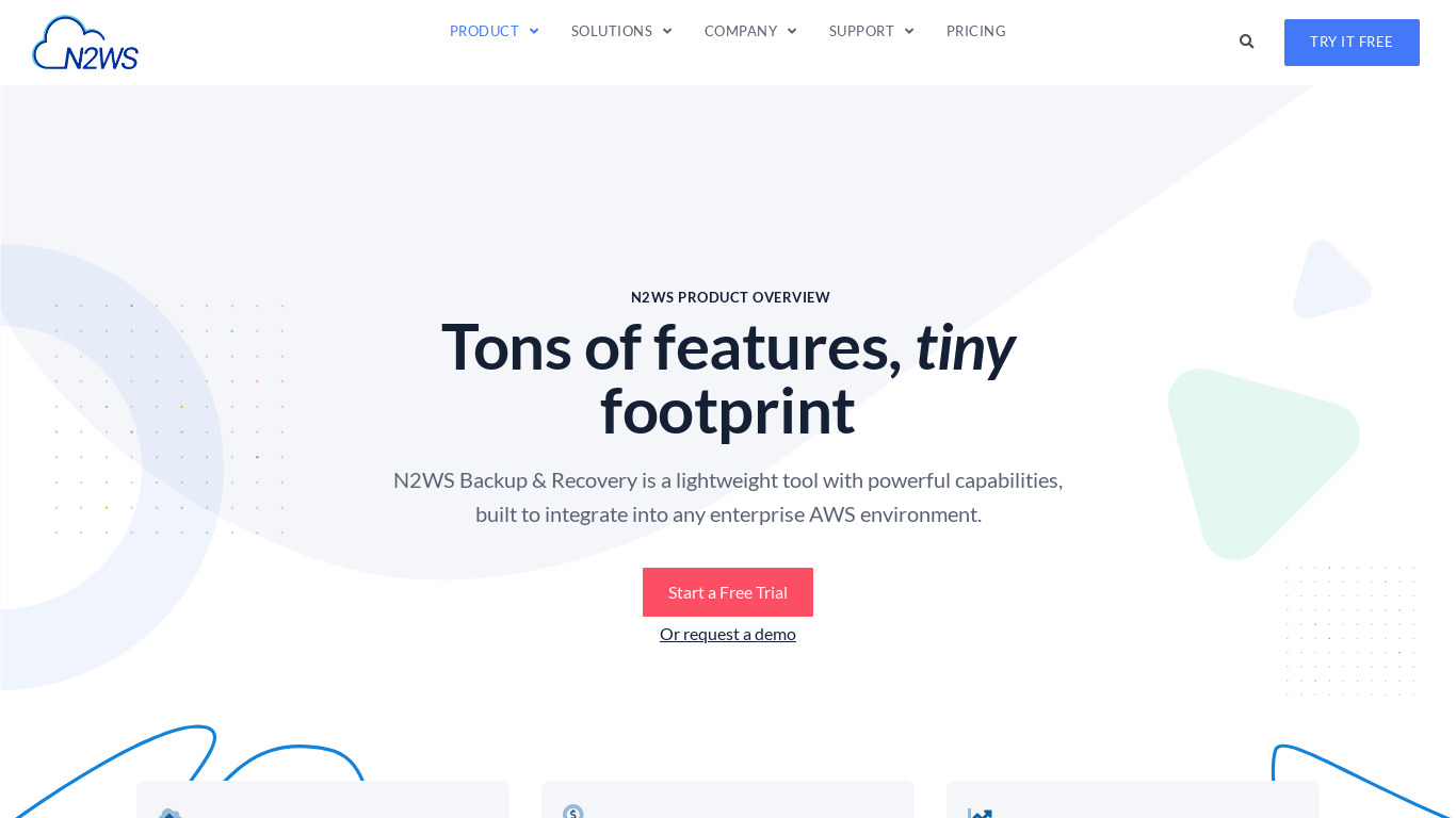 N2WS Cloud Protection Manager Landing page