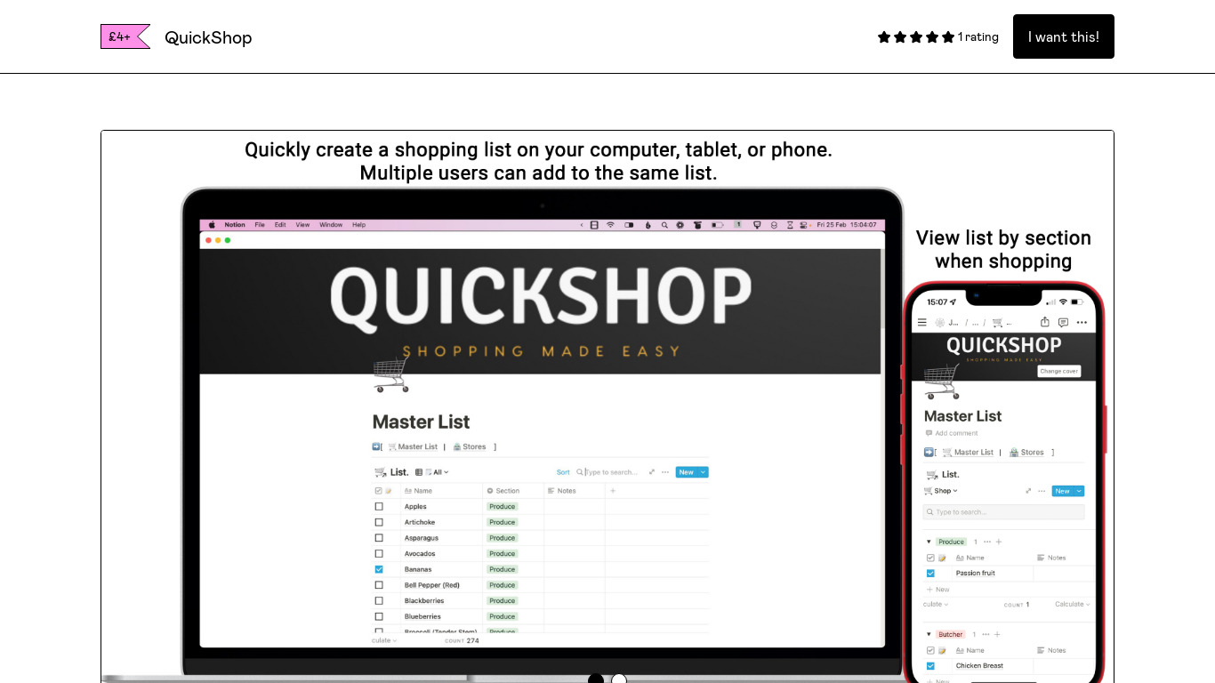 QuickShop Landing page