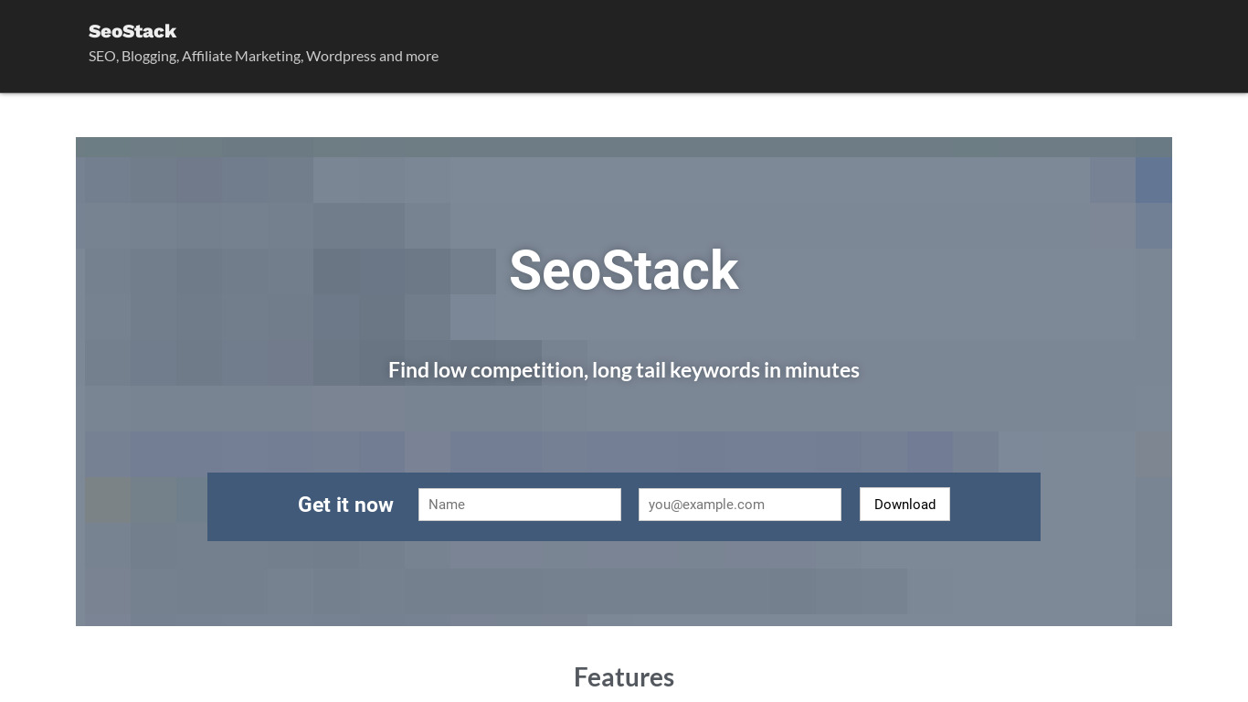 SeoStack Landing page