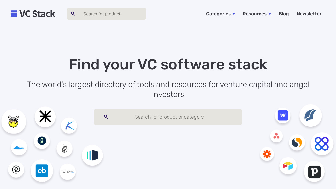 Venture Capital Tool Stack Landing page