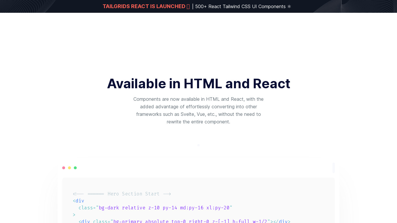 TailGrids Landing page
