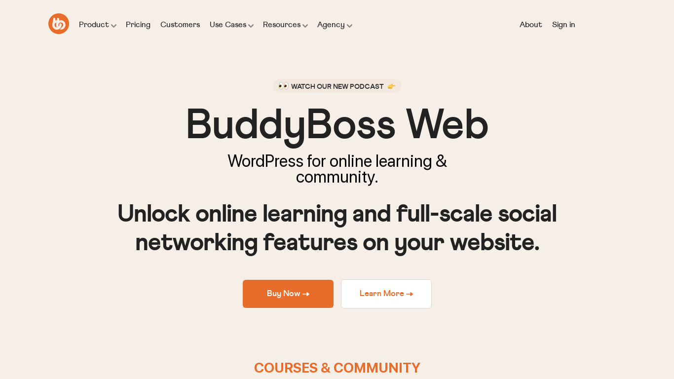 BuddyBoss Landing page