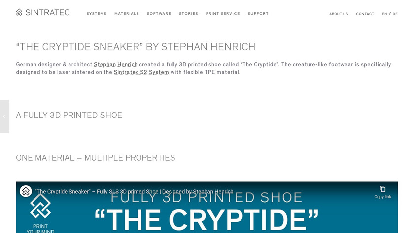 sintratec.com The Cryptide Landing Page