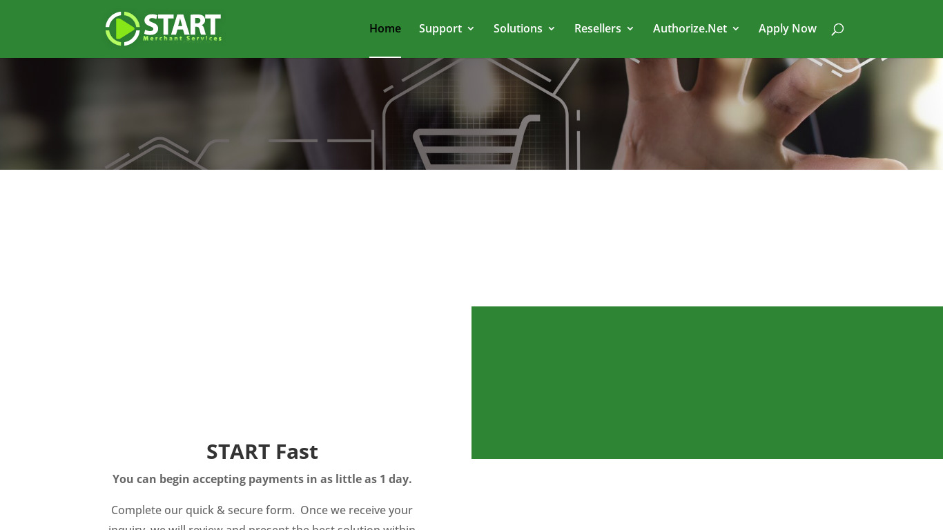 Start Merchant Services Landing page
