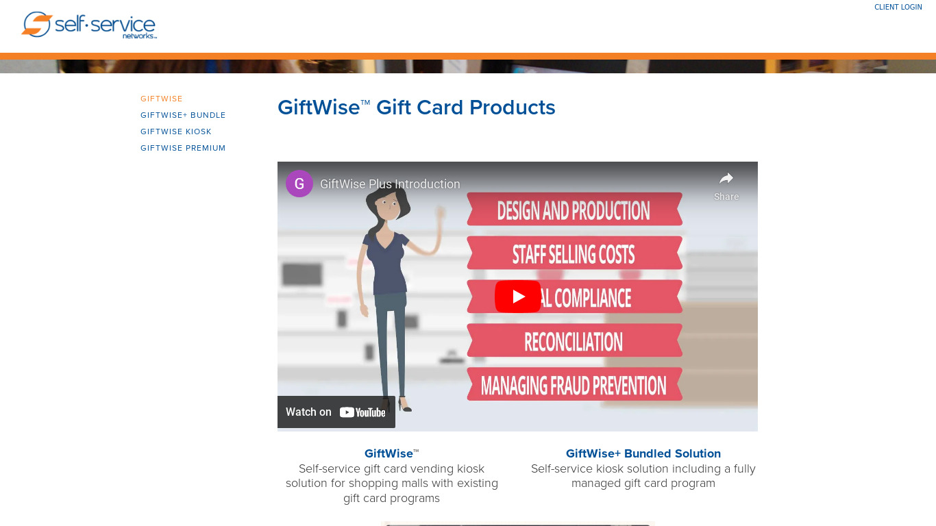 GiftWise Kiosk Landing page