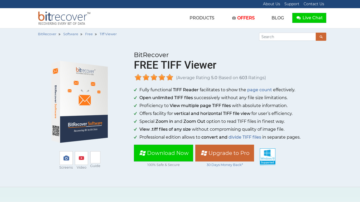 Free TIFF Viewer Landing page