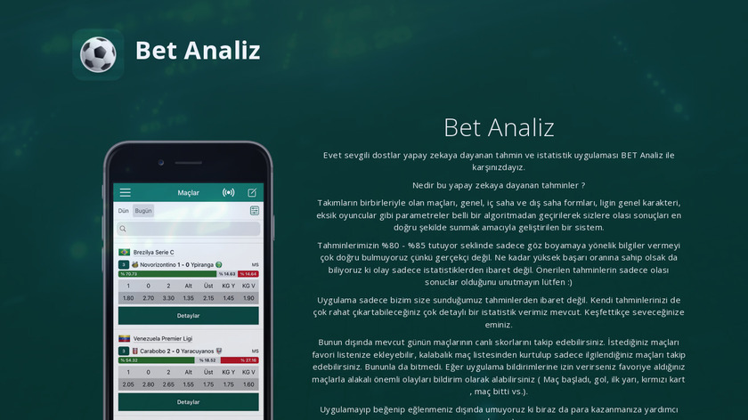 BET Analiz Landing Page