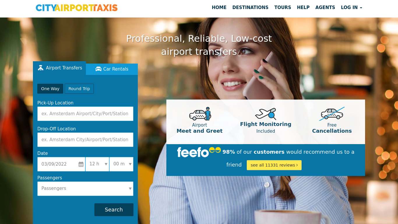 City Airport Taxis Landing page