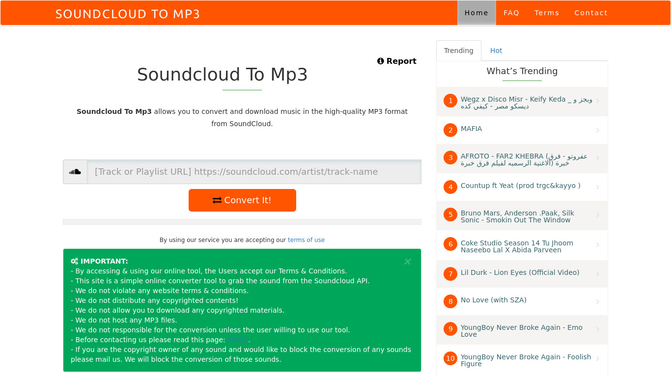 Soundcloud-tomp3.com Landing page