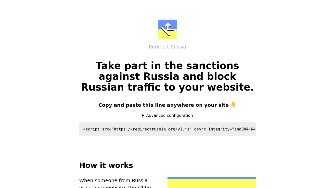 Redirect Russia Landing page