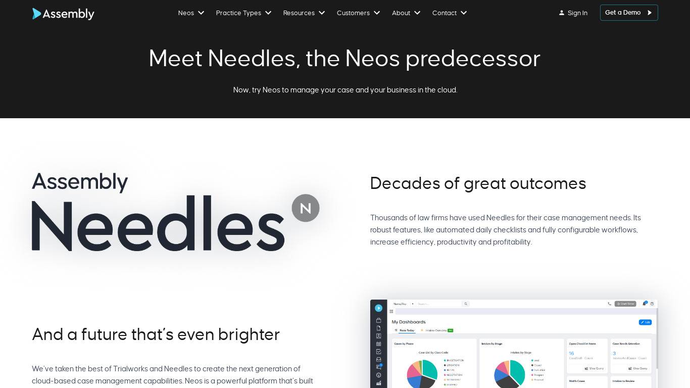 Needles Neos Landing page