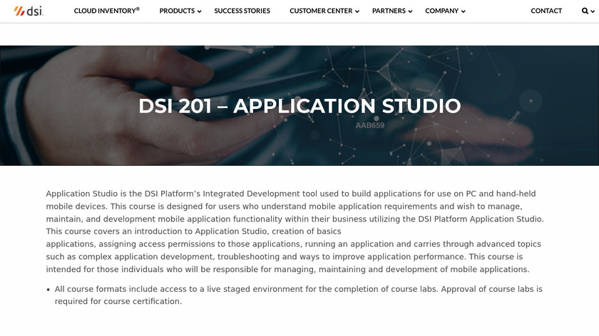 DSI Application Studio Landing Page