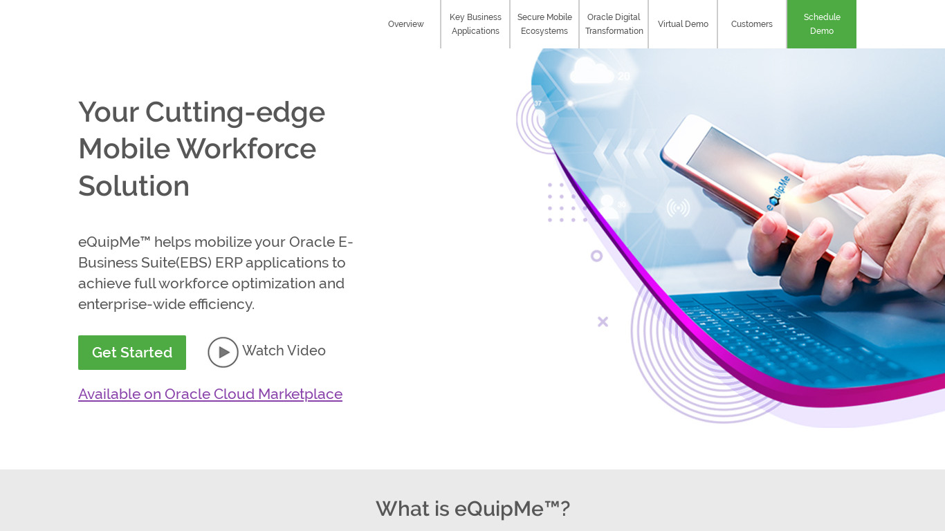 eQuipMe by Aspire Systems Landing page