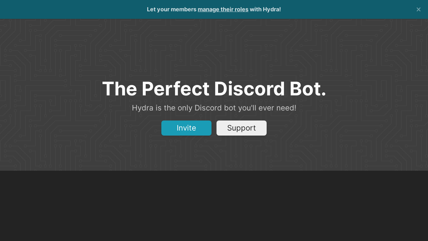 Hydra Bot Landing page