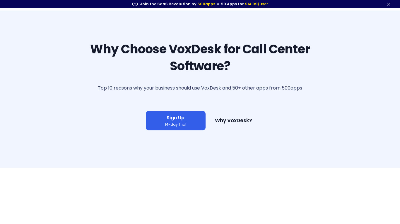 VoxDesk Landing page