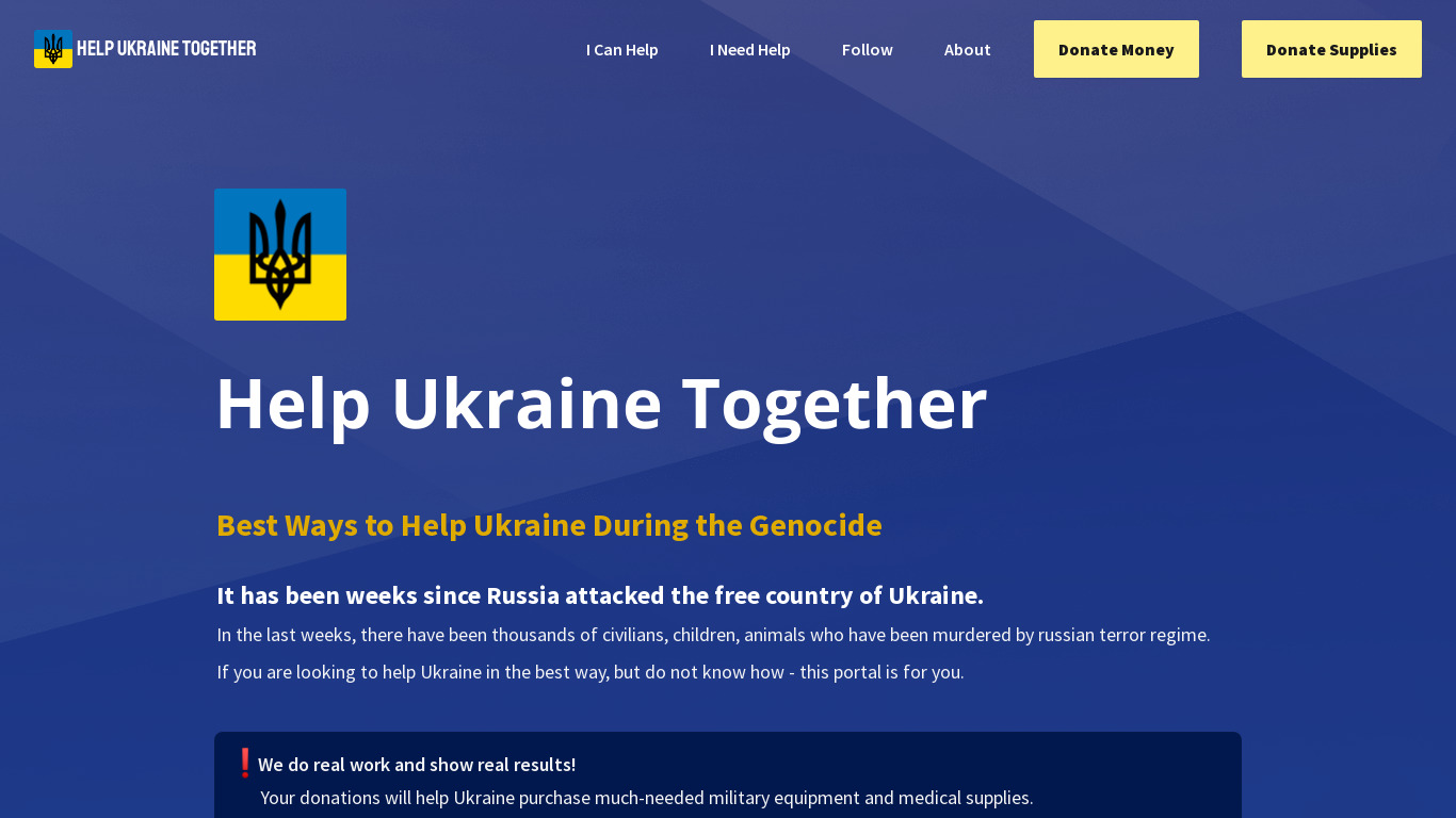 Help Ukraine Together Landing page